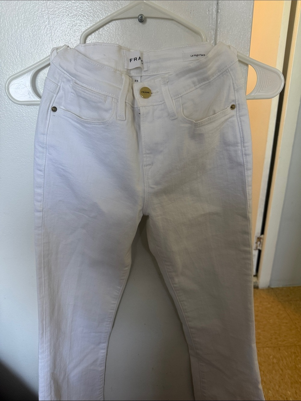 Frame Denim White High-Rise Flare Jeans